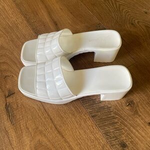 White Platform Slide Sandals